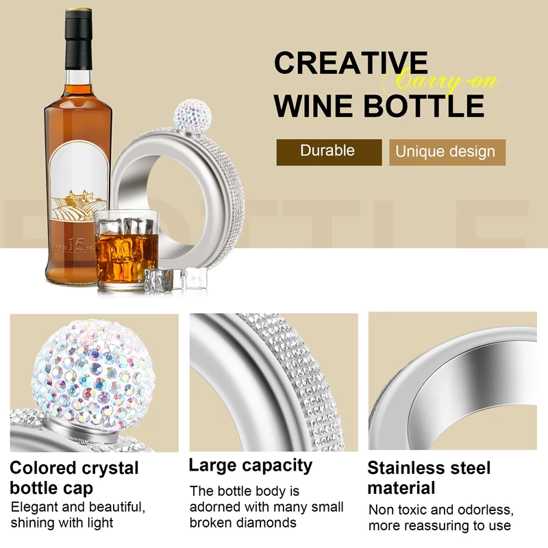 Aço inoxidável Pulseira Frascos, Vinho portátil, Whisky, Hip Frasco, Beber Garrafa, Cozinha, Recipiente