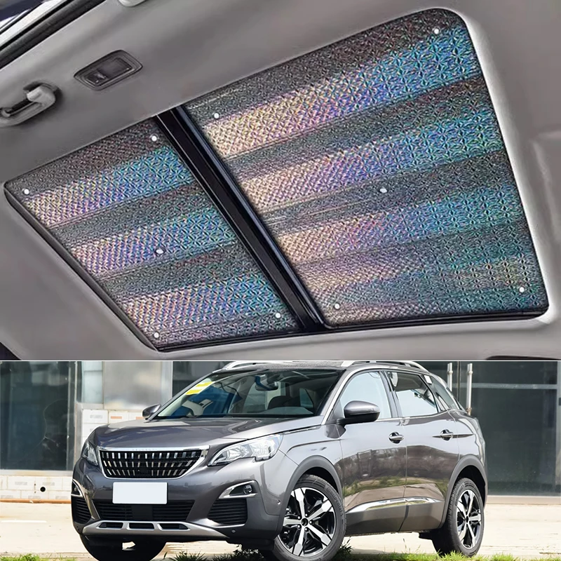 Colorful Reflective Pattern Fit For Peugeot 3008 2019 Car Sunshade UV Protection Curtain Car Sunroof Sun Shade Cover Accessory