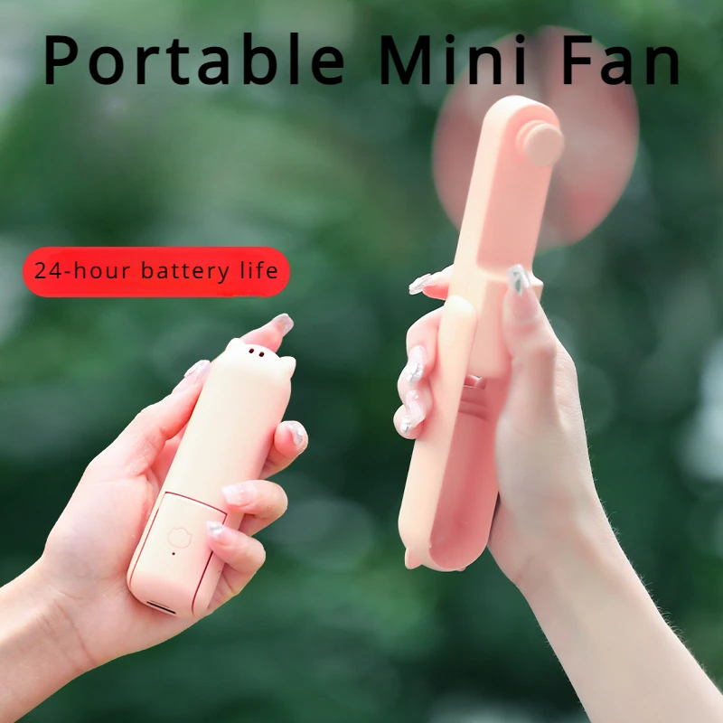 Foldable USB Rechargeable Table Fan Mini Portable Handheld Fan Pocket Fan Air Cooler 3speed Strong Airflow Summer Outdoor Travel