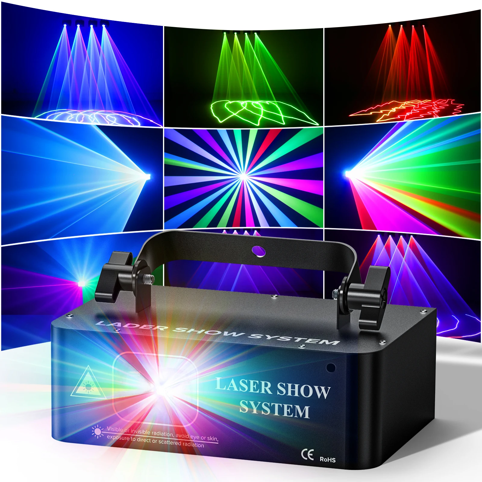 U'King LED Indoor Stage Light RGB Laser Scanner Beam Effect Laser Projector Lighting DMX512 Sound Activated for DJ Disco Party