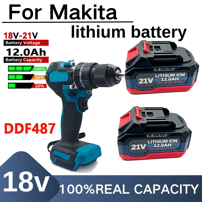 Original 6.0Ah 9.0Ah 12.0Ah Rechargeable Lithium Ion Battery With Battery indicator Wrench Power Tool For Makita 18V Battery Pin