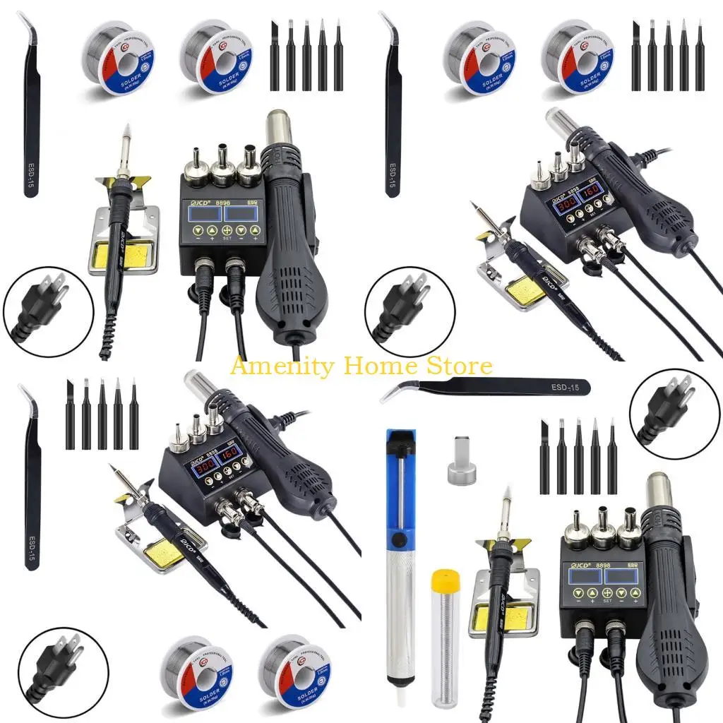 F26C 750W Rework Soldering Station 2 in 1 Soldering Iron Hot Air Welding Station LCD Digital Display For BGA PCB IC Repair