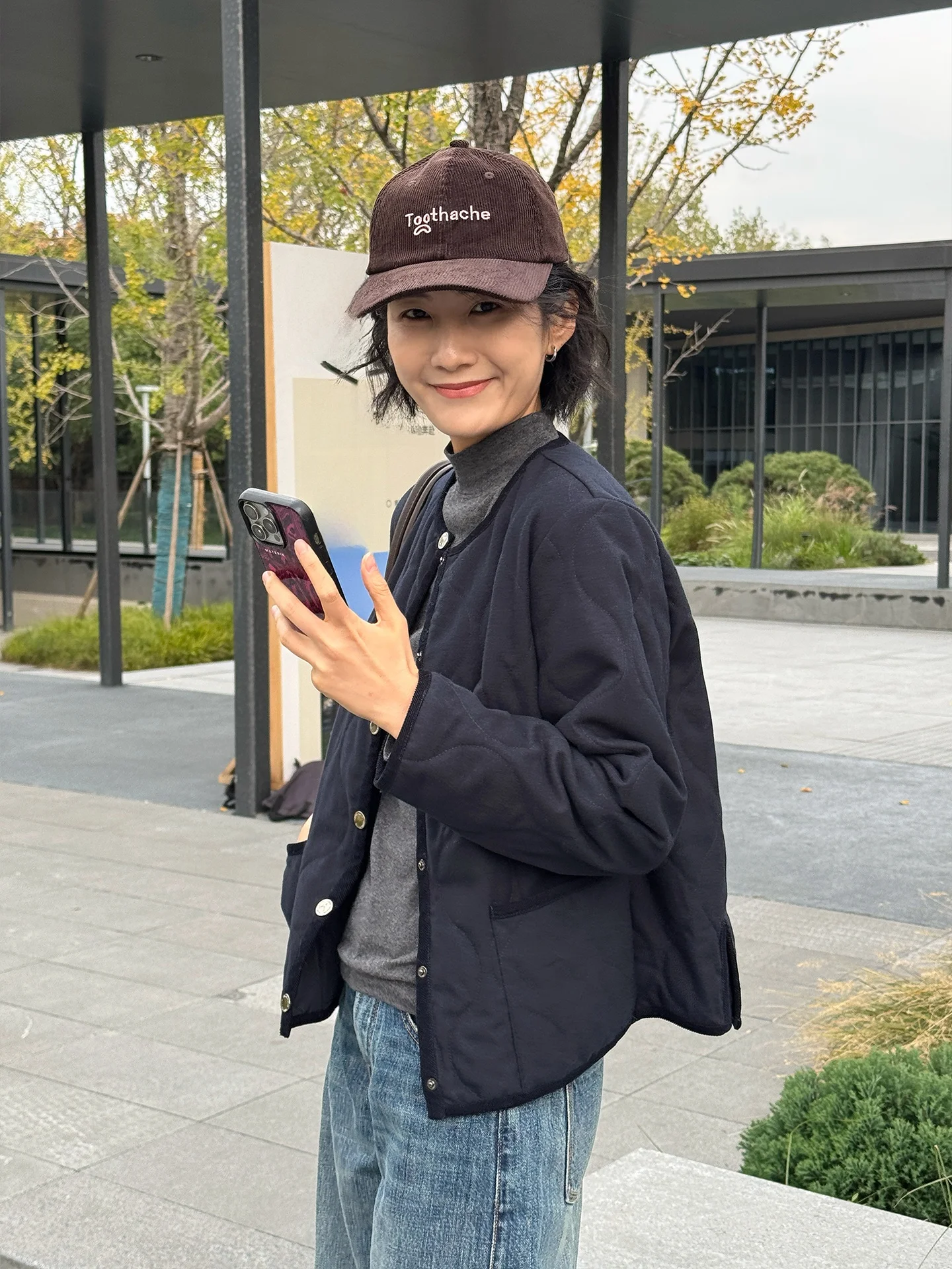 

Lightweight Wool Cotton Jaet Women's Loose Fit ort Sle Warmth Outerwear Langqing Blue 2025 New Winter Collection