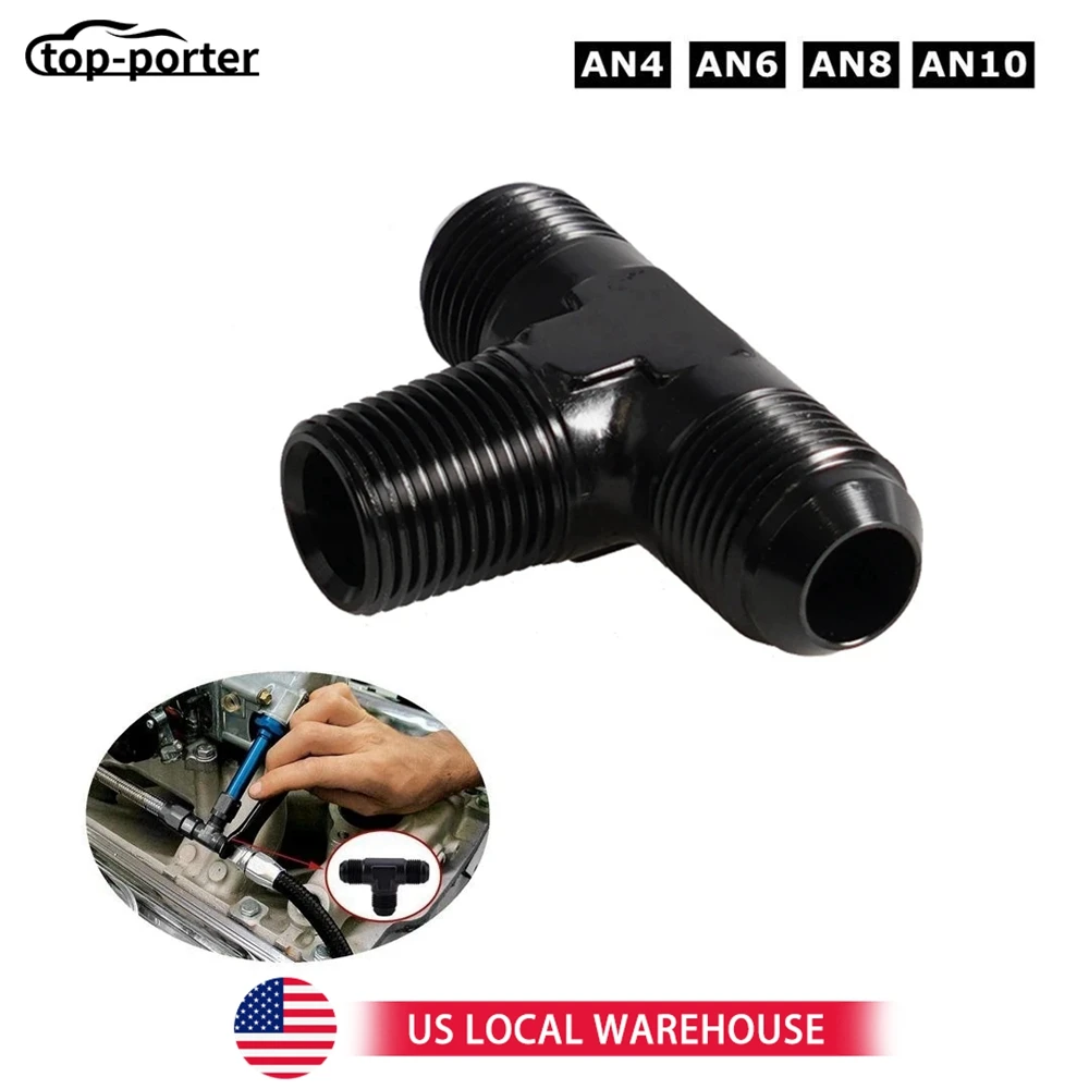 

AN4 AN6 AN8 AN10 Junction Coupler Hose Adapter Hose Tee T-piece Adapter Connector Fitting Thread Aluminum Black