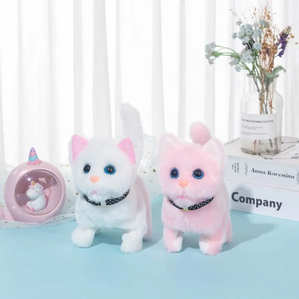 Créatif interactif mignon électronique animal de compagnie dessin animé doux miaou chat jouet en peluche peluche voix marche chat en peluche ​ Poupée enfants