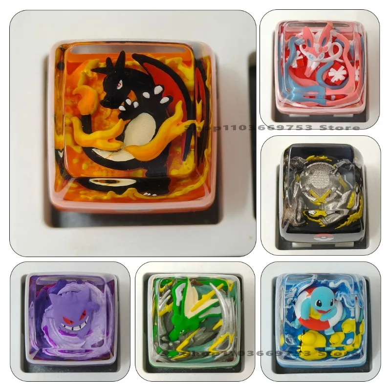 pokemon-resin-keycaps-anime-figures-charmander-eevee-gengar-3d-key-caps-for-mechanical-cross-axis-keyboard-accessories-giftss
