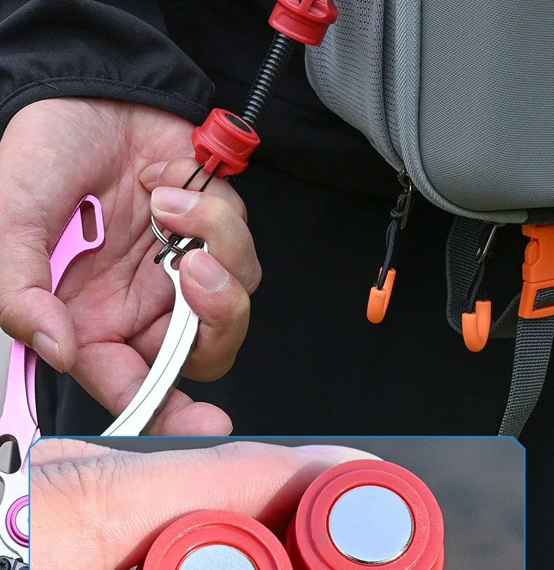 QAJTAO 1-4 Stück Magnetische Einziehbare Schnalle, Einziehbares Seil, Anti-Verlust-Hängeschnalle, Outdoor-Angelrucksack-Schlüsselanhänger – Detail 10