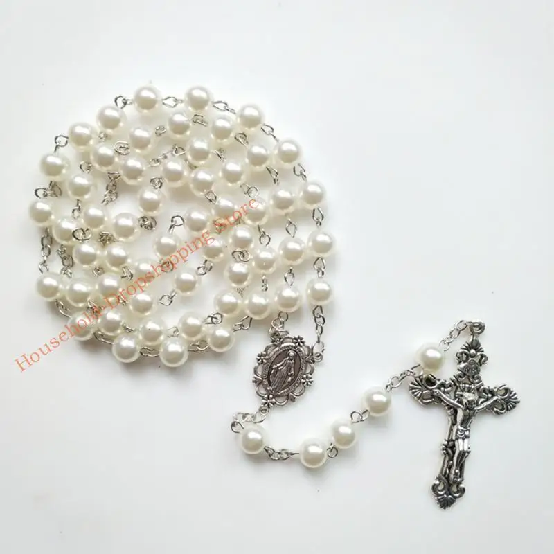 85AD 8MM صلاة حبات القلادة المسبحة ماري يسوع من أجل صليب قلادة كاثوليكية المجوهرات الدينية سحر الهدايا #3