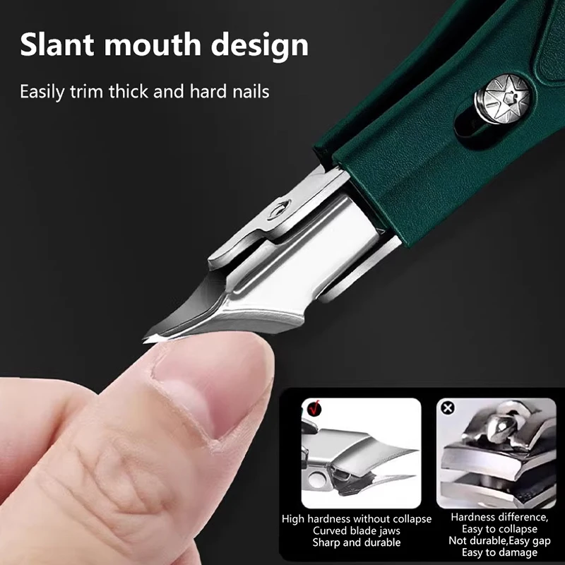 Large Opening Nail Clipper With Slanted Tip High-end Original Anti Splash Single Armor Groove Nail Clipper Thick Toenail Pliers