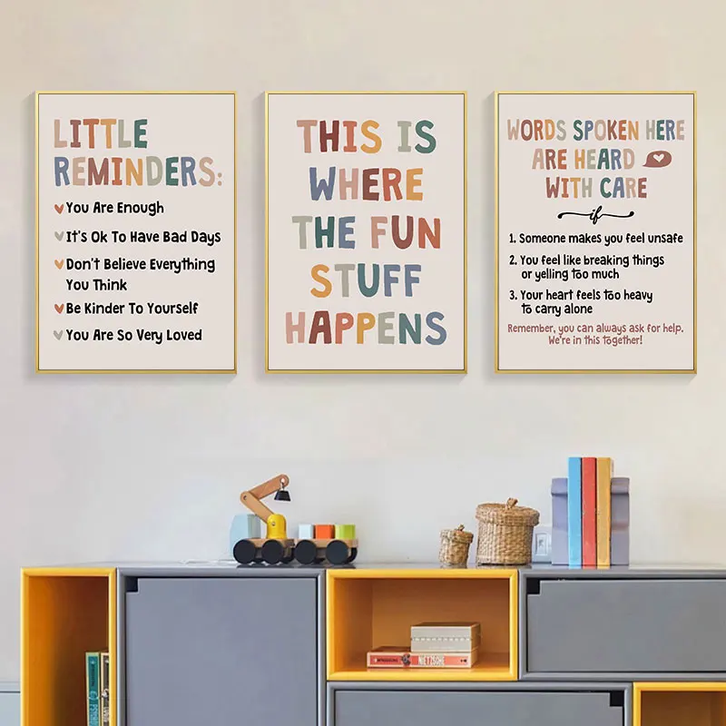 Modern Colorful Educational Quotes Canvas Art Poster Prints Nursery Child Room Wall Decorative Picture Home Decoration​