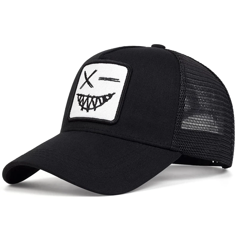 Unisex X Lächelndes Gesicht Zähne Stickerei Baseball-Netzkappen Frühling Sommer Outdoor Sonnenschutz Hut Verstellbare Lässige Trucker-Mützen – Detail 6