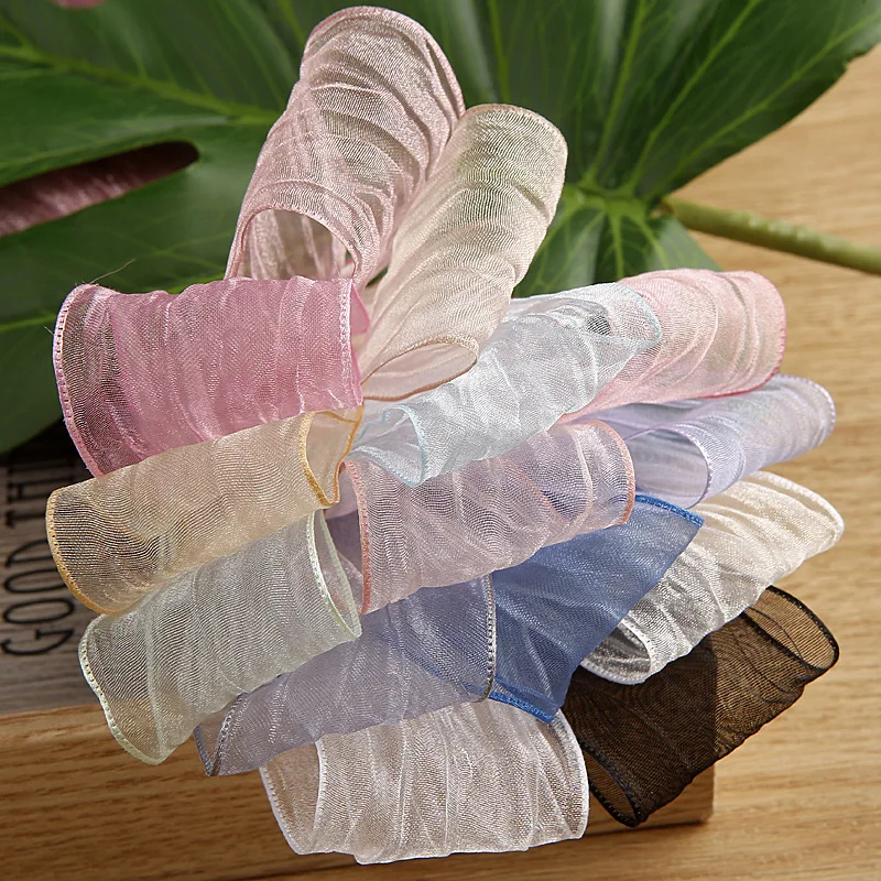 Chiffon Satin Tulle Ribbon Plain 40mm Organza Tape For Handamd Hair Bow Making Accessoires Gift Packaging Supplies Wedding Decor