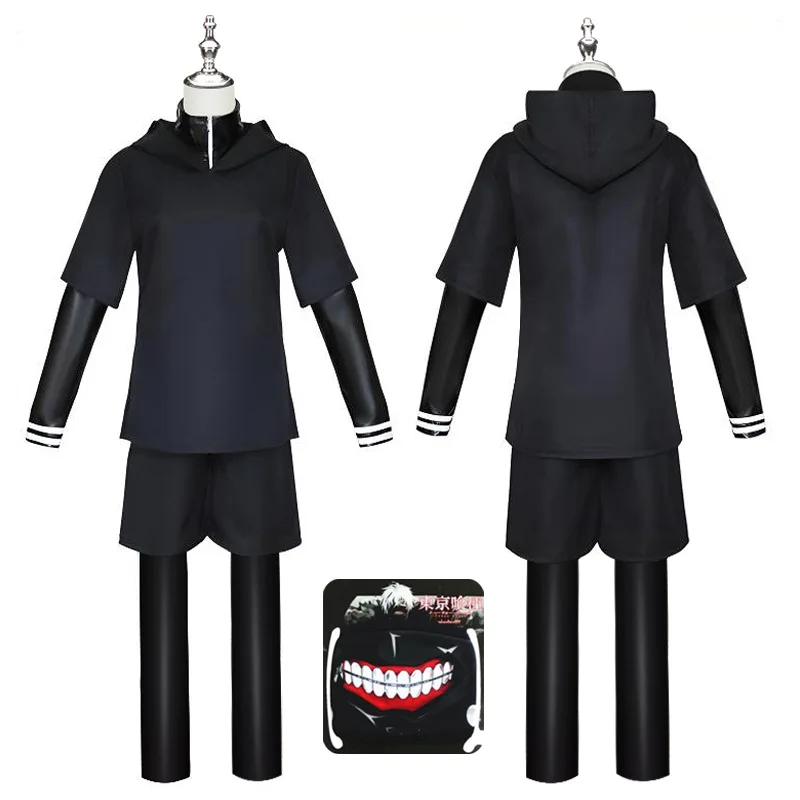 Kaneki Ken ghoul Anime Cosplay Costume men women Clothing Leather Pants Jacket Shorts Wig Mask Uniform Wig Halloween Clothes