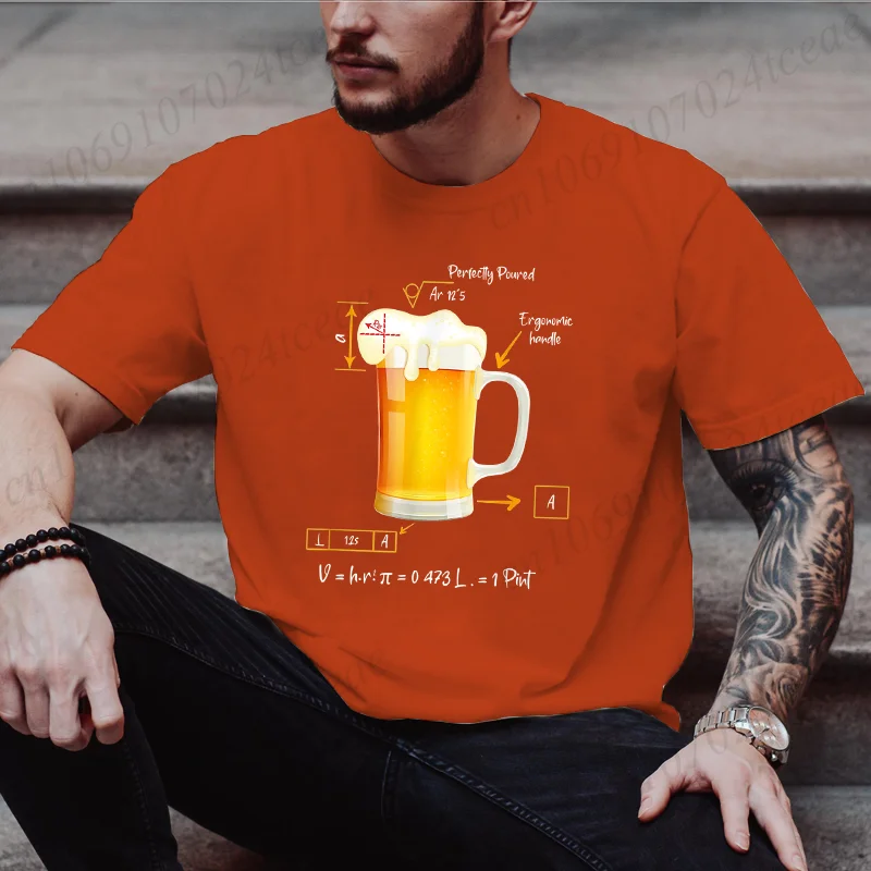 Pint of Beer مع وصف رياضي لمحبي البيرة تي شيرت مطبوع تي شيرت عصري، تي شيرت بأكمام قصيرة، مثالي للرجال والنساء