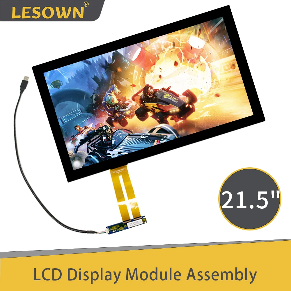 LESOWN Secondary LCD Screen 21.5 inch Large Touchscreen Display IPS 1920x1080 Full HD Panel Module for Monitoring Equipment