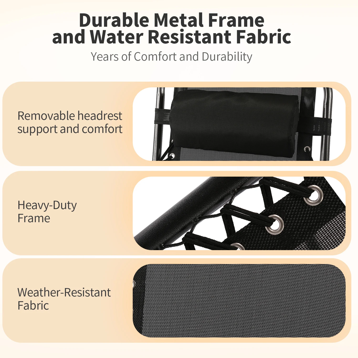 مجموعة كراسي بدون جاذبية مكونة من قطعتين، كراسي حديقة قابلة للطي مع حامل أكواب، مسند رأس مبطن للشاطئ، بجانب حمام السباحة، الفناء، والتخييم #4