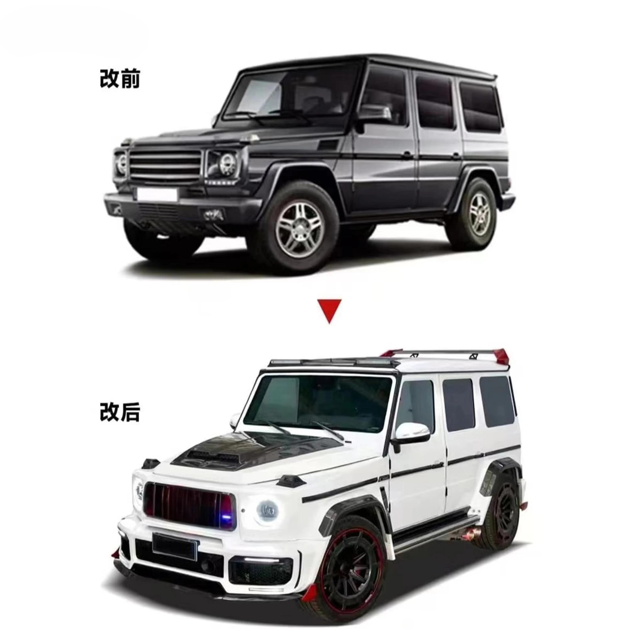Upgrade Rocket B900 Body Kit Dry Carbon Fiber Bumpers Lip Hood Spoiler Facelift Carbon Kit for W463 G63 AMG G500 G550 G63 Carbon
