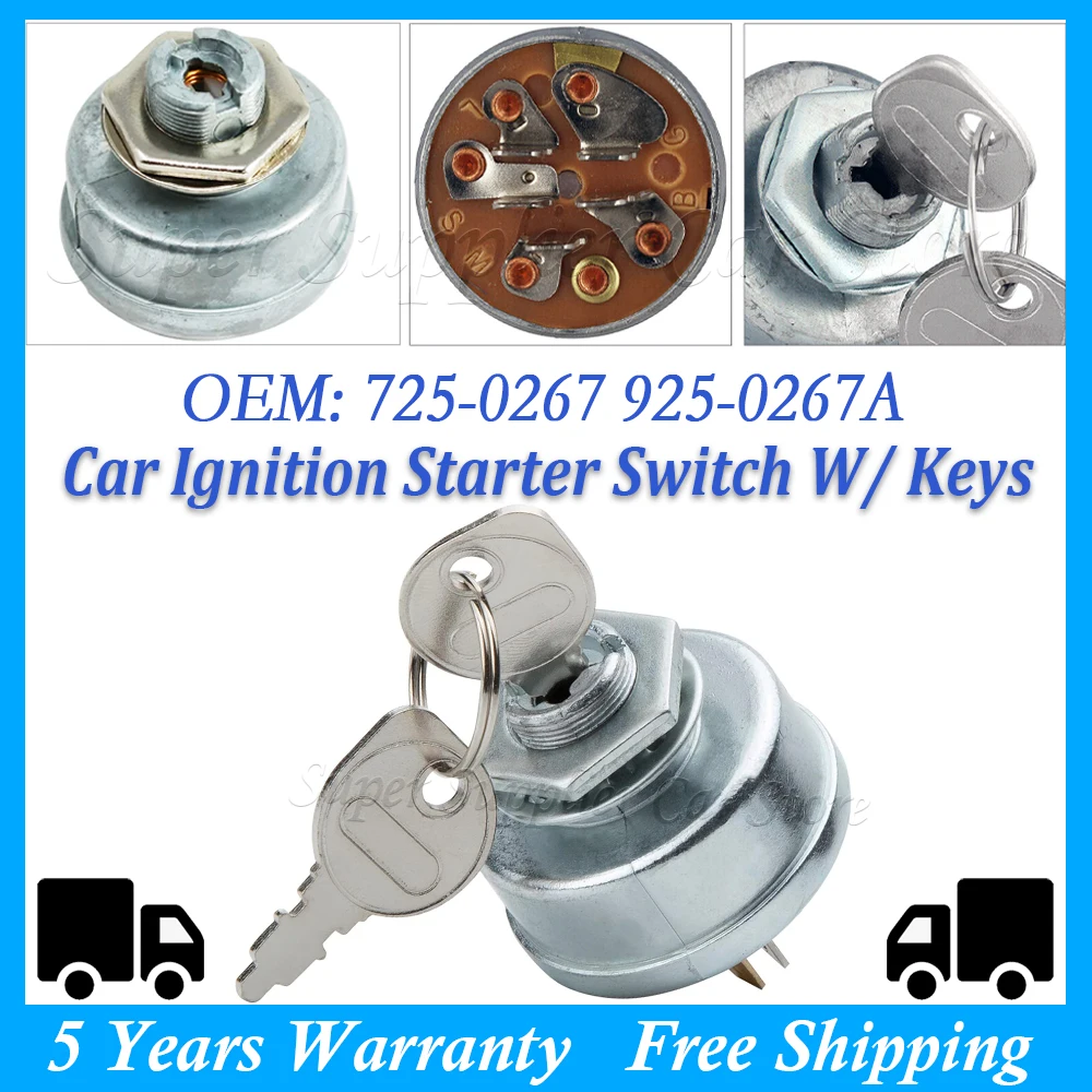 Lawn Mower Ignition Starter 5 Spade Terminal Engine Starter Switch For Husqvarna For Noma For Roper 725-0267 725-0267A 925-0267A