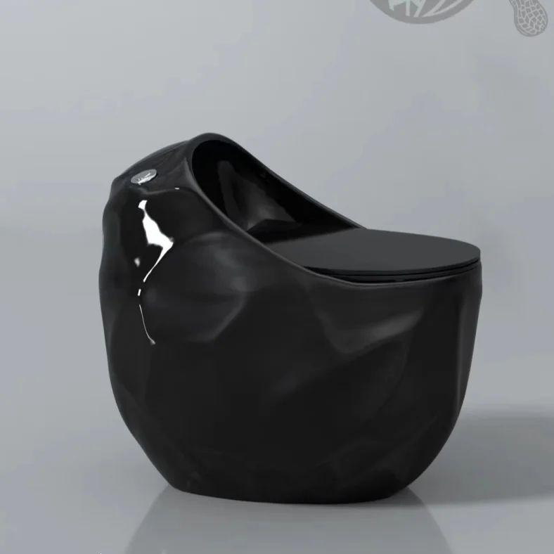 KD-27CTA Commercial Color Design Sanitary Ware Ceramic Water Closet With Round Seat Black Colored Egg Shape One Piece Toilet