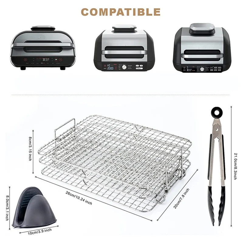 B92A Air Fryer Rack for Ninja Foodi Grill XL Air Fryer, Multi-Layer Dehydrator Rack Toast Rack Air Fryer Accessories