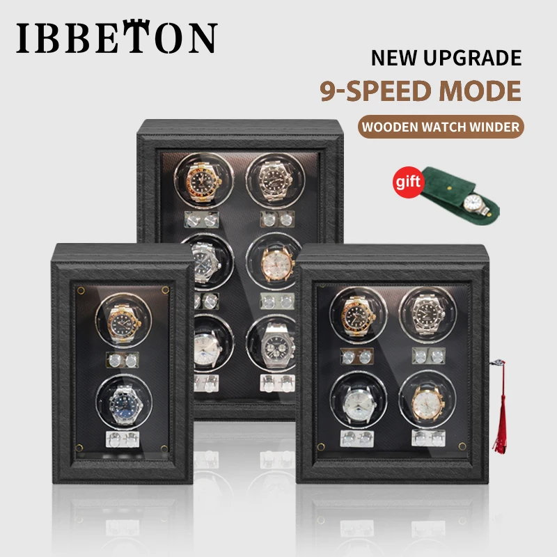 Automatic Watch Winder Leather 2 4 6 Watch Box With Wanbao Quiet Motor Watch Cabinet Clock Storage Box Matching Key Lock