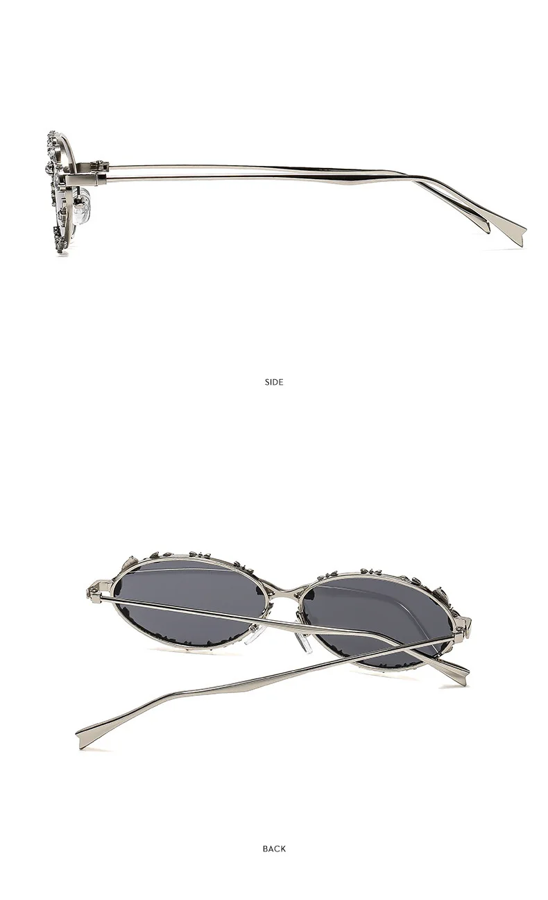 Neue Luxus-Diamant-Sonnenbrille für Damen und Herren, Ovale Strass-Sonnenbrille, Trendige Personalisierte Metallrahmen-Fahrbrille – Detail 14