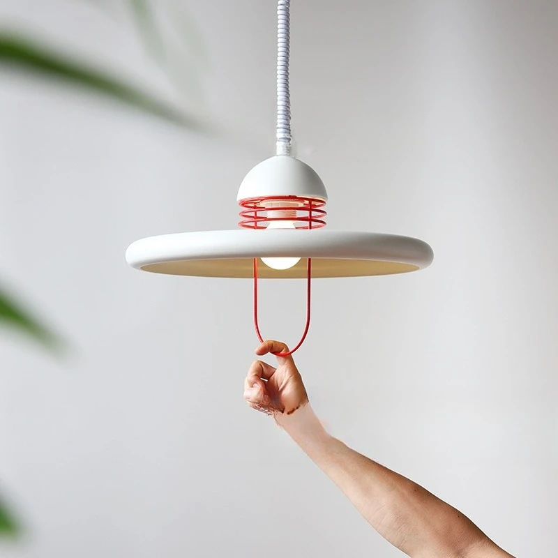 

Minimalist medieval restaurant chandelier creative retractable bar Scandinavian designer studio island red flying saucer light