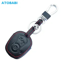 ATOBABI Leather Car Key Case For SsangYong Actyon Sports Kyron Rexton 2010 2011 2012 Remote Fobs Protector Cover Keychain Holder