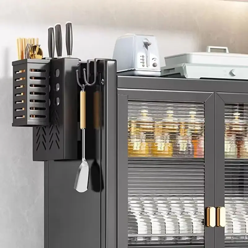 

Three-layer Large Capacity Kitchen Steel Storage Rack Storage Rack Dust-proof Kitchen Storage Cabinet with Door