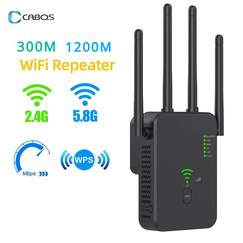 300Mbps 1200Mbps Wireless WiFi Repeater Wifi Signal Booster DualBand 2.4G 5G WiFi Extender 802.11ac Gigabit Amplifier WPS Router