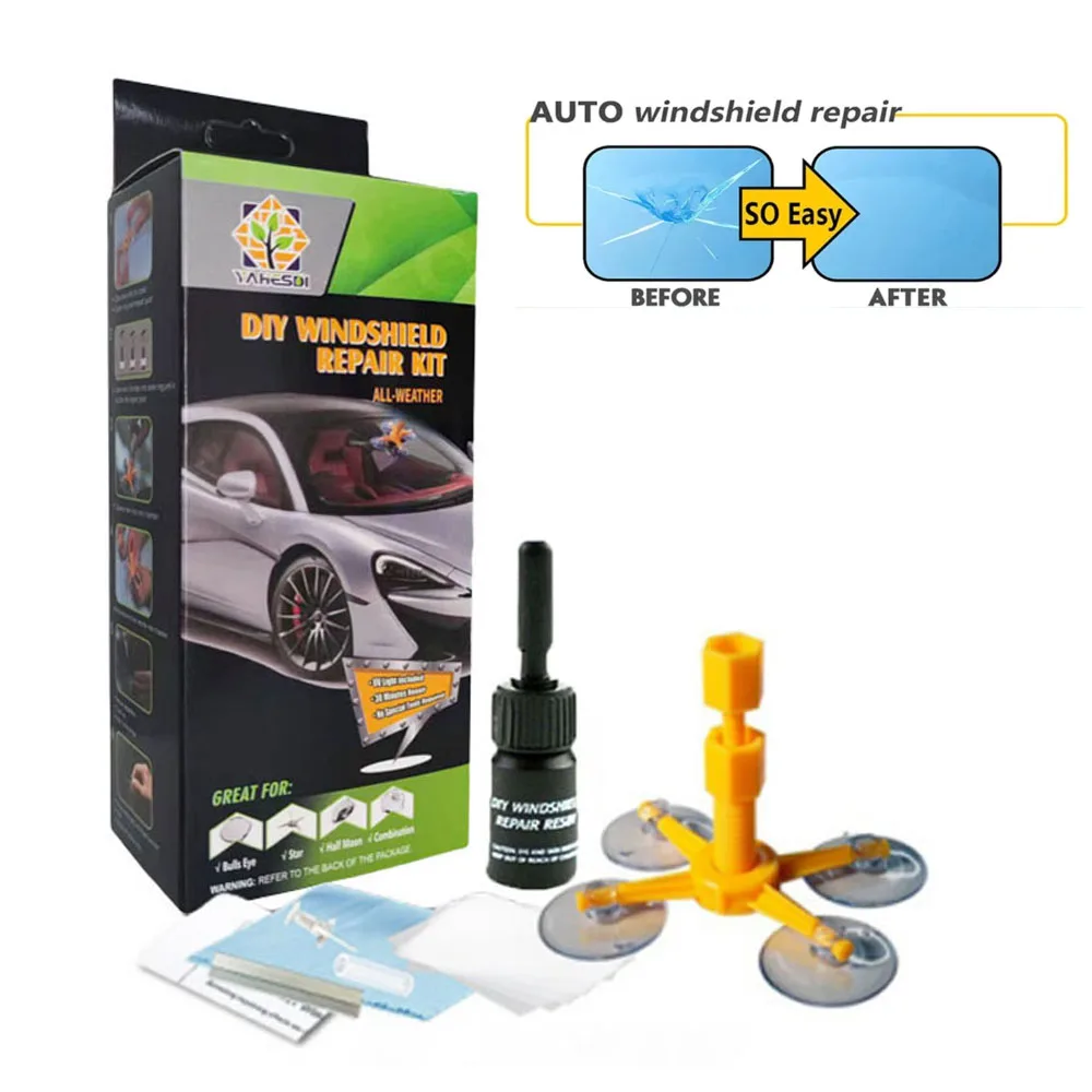 Windshield Repair Kit Car Cracked Glass Windscreen Resin Sealer Repair Tool DIY Auto Window Screen Scratch Crack Restore Fluid