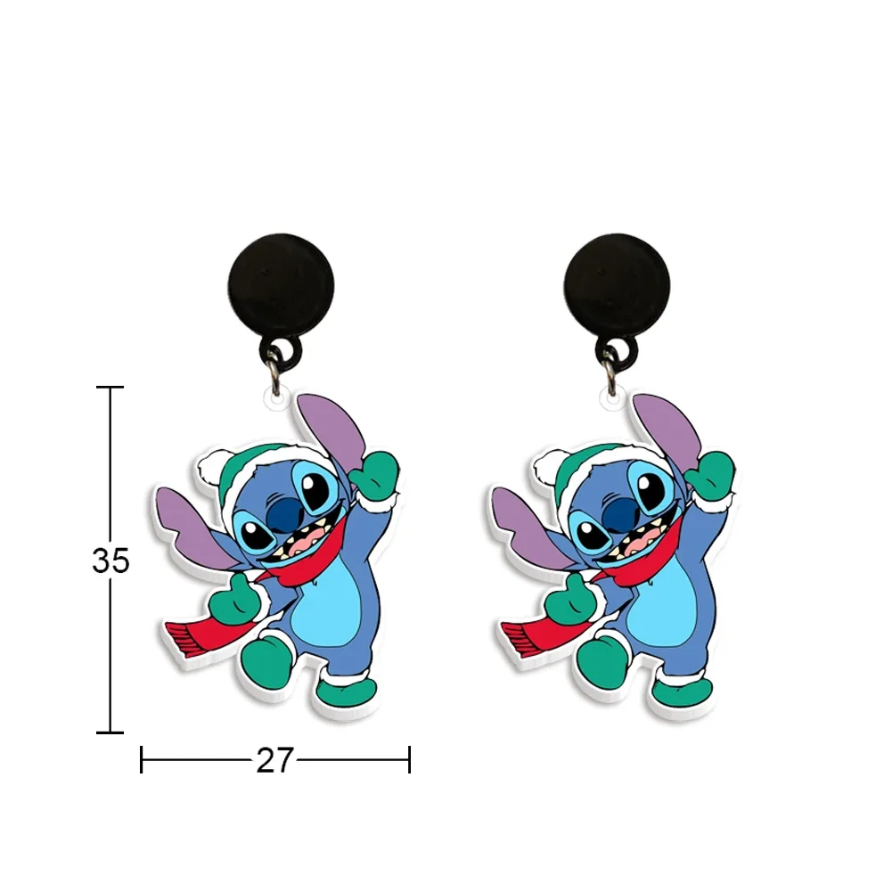 Gorący sprzedawanie Stitch Disney akrylowe kolczyki postać z kreskówki boże narodzenie Stitch Lilo wisiorek kolczyki w kształcie kropli do uszu biżuteria świąteczna