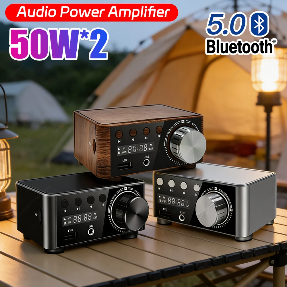 

Мини-усилитель 50Wx2 с цифровым дисплеем CS8673E, HiFi, Bluetooth 5.0, Plug and Play, AUX, TF, для домашнего кинотеатра
