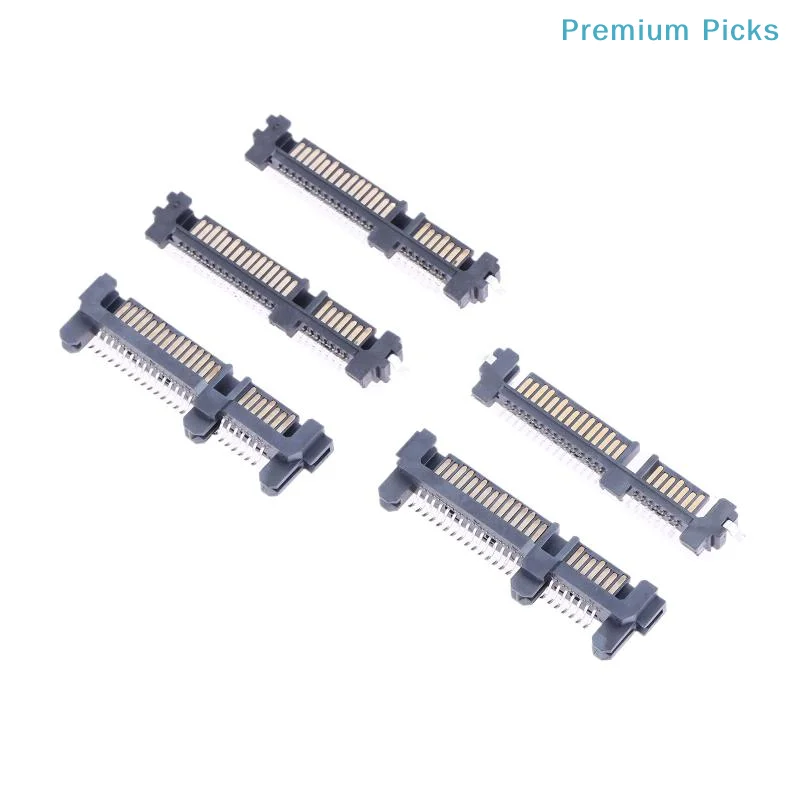 5pcs SATA Interface Socket SSD Solid State Drive Seat 7+15P 22PIN Male Connector Seat Sinking Plate Patch Type Connector Port
