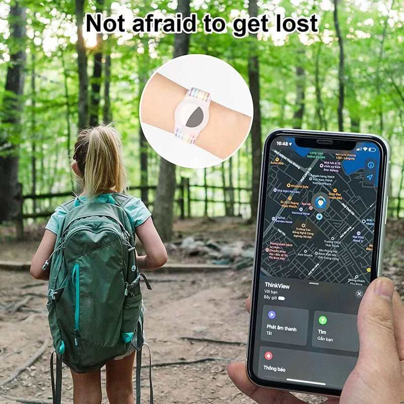 Pulseira infantil compatível com Apple Airtag, estojo protetor para Air Tag, GPS Tracker, suporte com pulseira de nylon