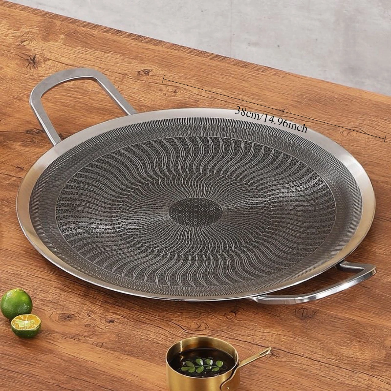 

Сковорода-гриль из нержавеющей стали для барбекю на открытом воздухе, кемпинга, корейского барбекю, совместимая с индукционной плитой и газовой горелкой из нержавеющей стали