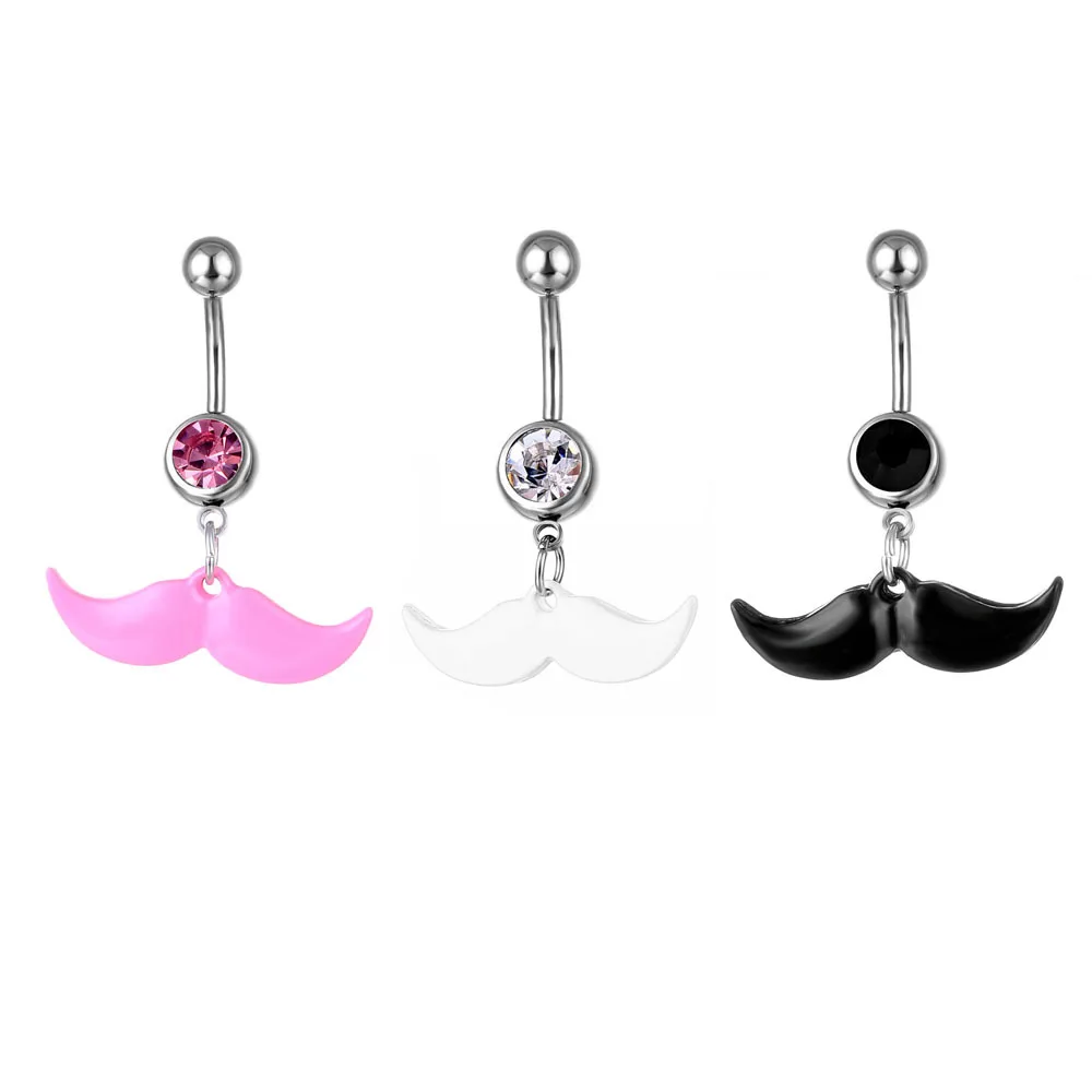 European and American Fashion Navel Ring Belly Nail Cute Mustache Paint Belly Piercing Jewelry