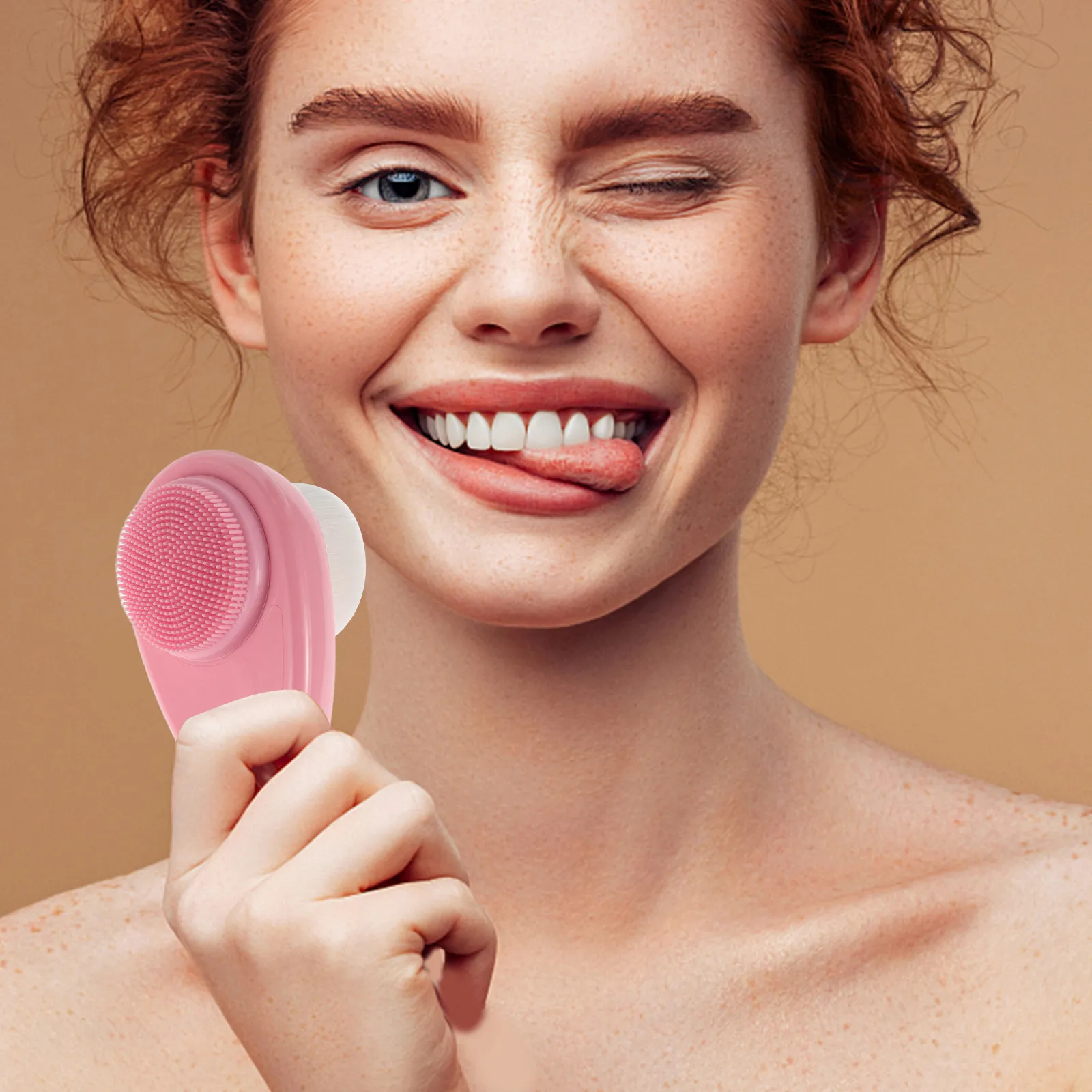 Escova facial manual de silicone dupla face, limpador facial, limpeza profunda dos poros, ferramenta de massagem esfoliante, portátil para cuidados co