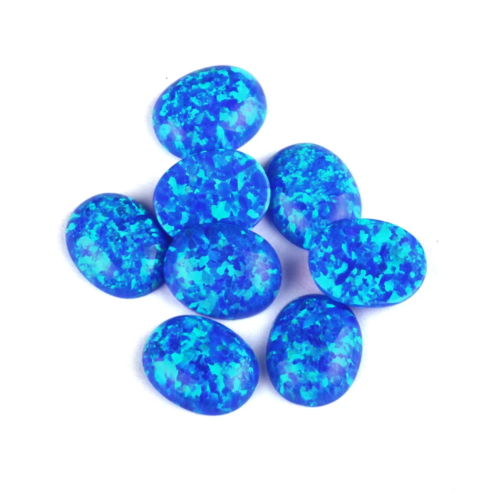 20pcs/lot Free Shipping Wholesale Trendy Blue Fire Opal Synthetic Cabochon OP05 Flat Bottom Oval Stone