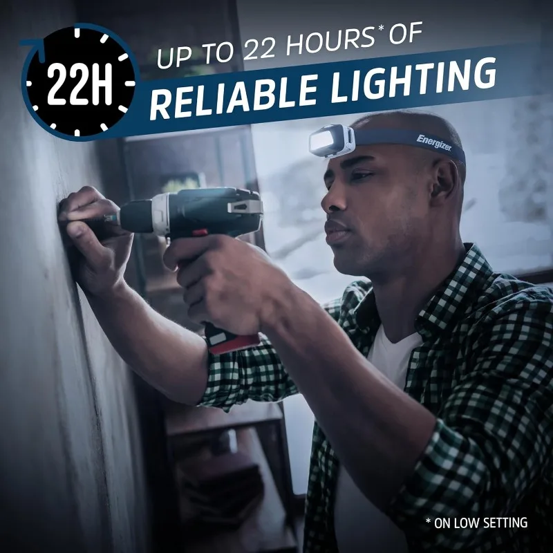 Energizer HDL40 LED Headlamp, 500 Lumen, IPX7 Waterproof, Multi-Colored Headlamp, Hands-Free Light, Batteries Included