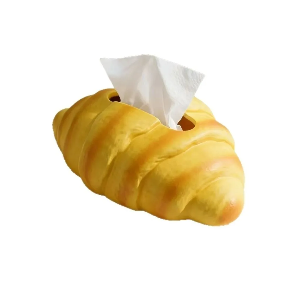 Creative Realistic Croissant Tissue Box Food Themed Decorative Bread Shaped Tissue Box Funny Tissue Box Holder Restaurant