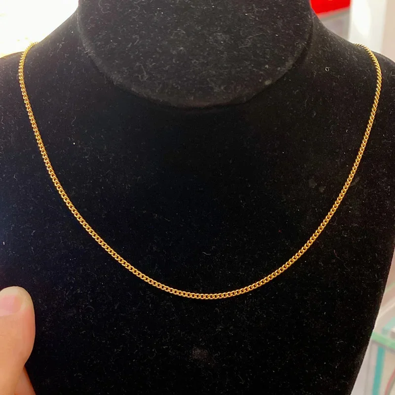 Collar cubano chapado en oro 100% Real, cadena lateral extendida, látigo de caballo, joyería de oro puro de 18k, 24K, 999, 999