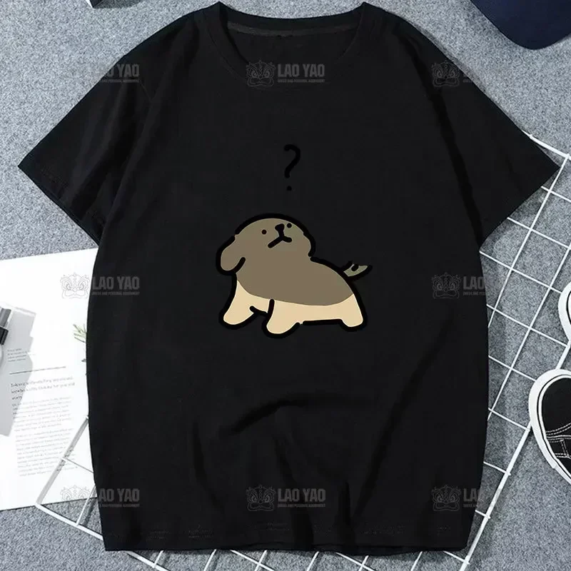 Maltese Line Puppy Couple Printed T-shirt Girlfriend Boyfriend Birthday Gift Ropa Mujer Kawaii Women Clothing Cartoon Dog TOPS