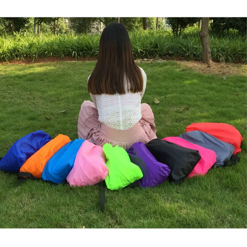 Inflatable Sofa Cushion Camping Air Tent Bed Sleeping Bag Lazy Beach Air Mattress Folding Lounger Chair Garden Outdoor Furniture