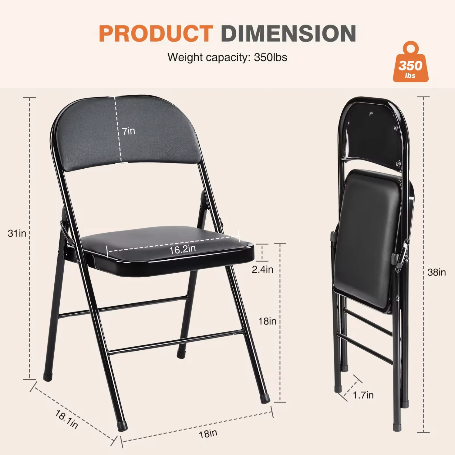 Leather Padded Folding Chair 2 Pack Sturdy Metal Foldable Chairs Easy to Use and  Outdoor and Indoor   Office