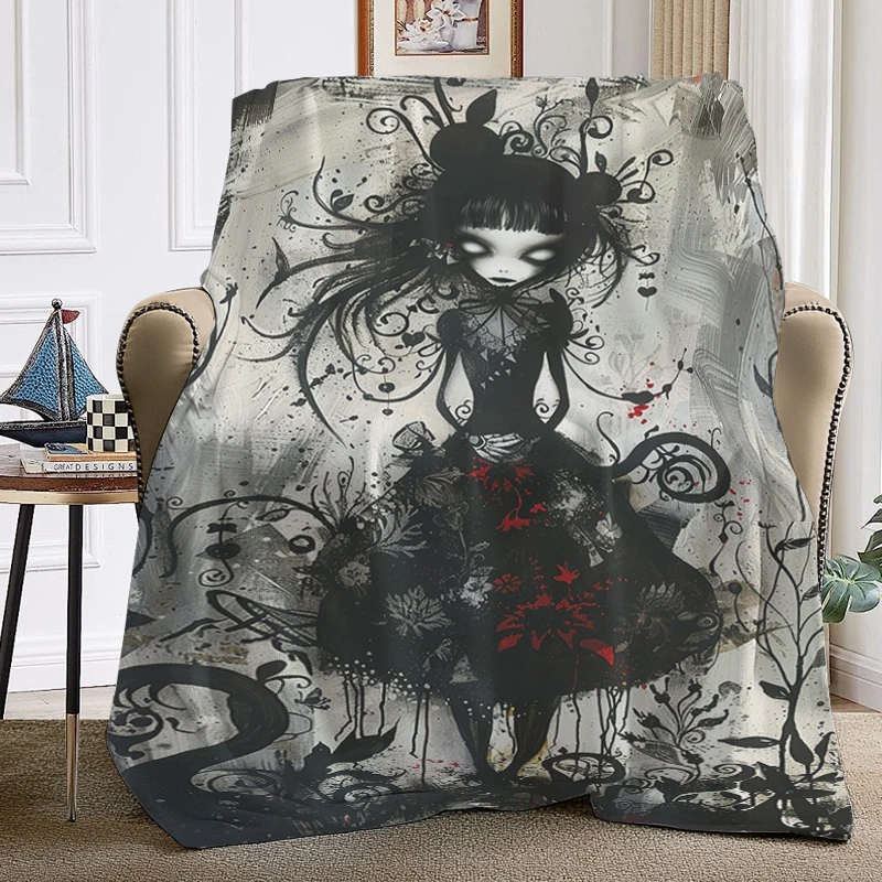 

Gothic Art Fluffy Soft Blankets for Winter Warm Custom Sofa Bed Fleece Camping Decorative Blanket King Size Microfiber Bedding