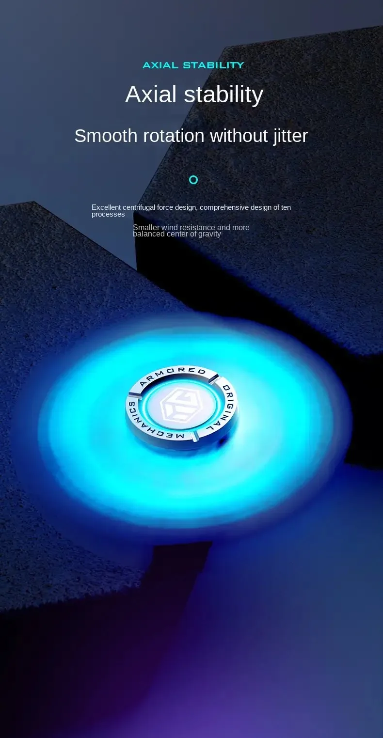 Leuchten. Metall-EDC-Fidget-Spinner, Fidget-Spielzeug zur Stresslinderung und Druckentlastung. Handspielzeug, coole Kreisel, Geschenk für Erwachsene und Jungen – Detail 2