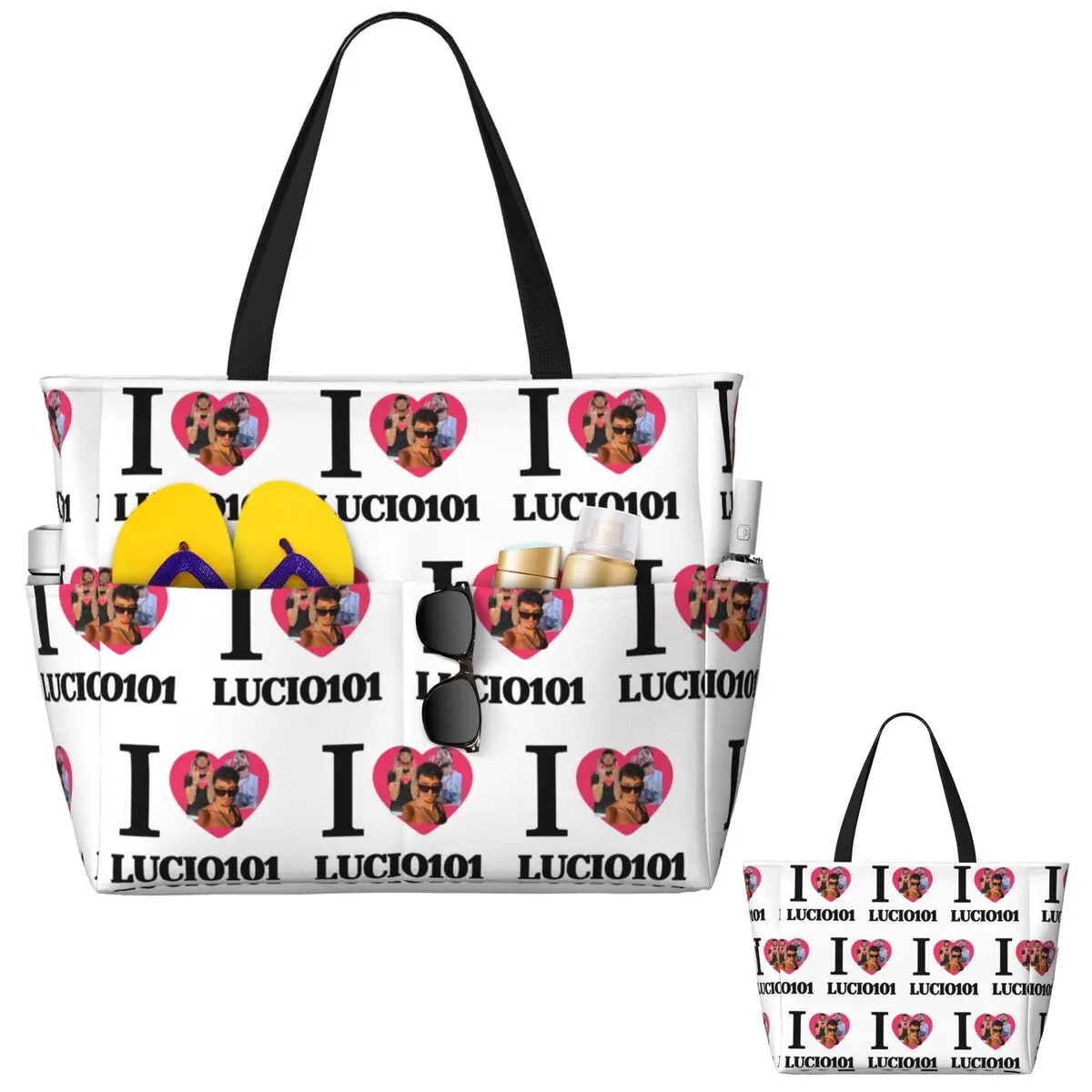 

I Love Lucio101 Beach Tote Bag Sport Gym Yoga Duffle Large Tote Bag Women Travel Bag Fitness bag