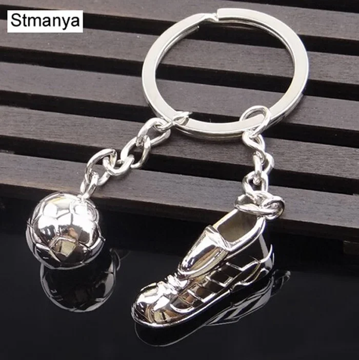 Fashion football Metal Keychain men gift Key chain Soccer Shoes and Football Car Key Ring Gift party Keychains Jewelry