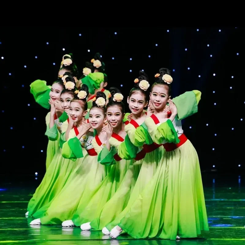 

Children's sleeved costume female dance costume Chinese style children's classical dance performance dress big swing skirt